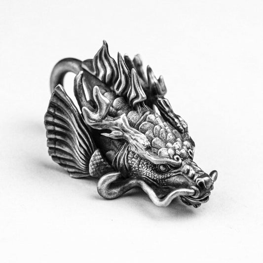 Dragon head fish pendant, 925 silver big fish pendant, carp brass pendant, transfer jewelry, hand-carved squid pendant