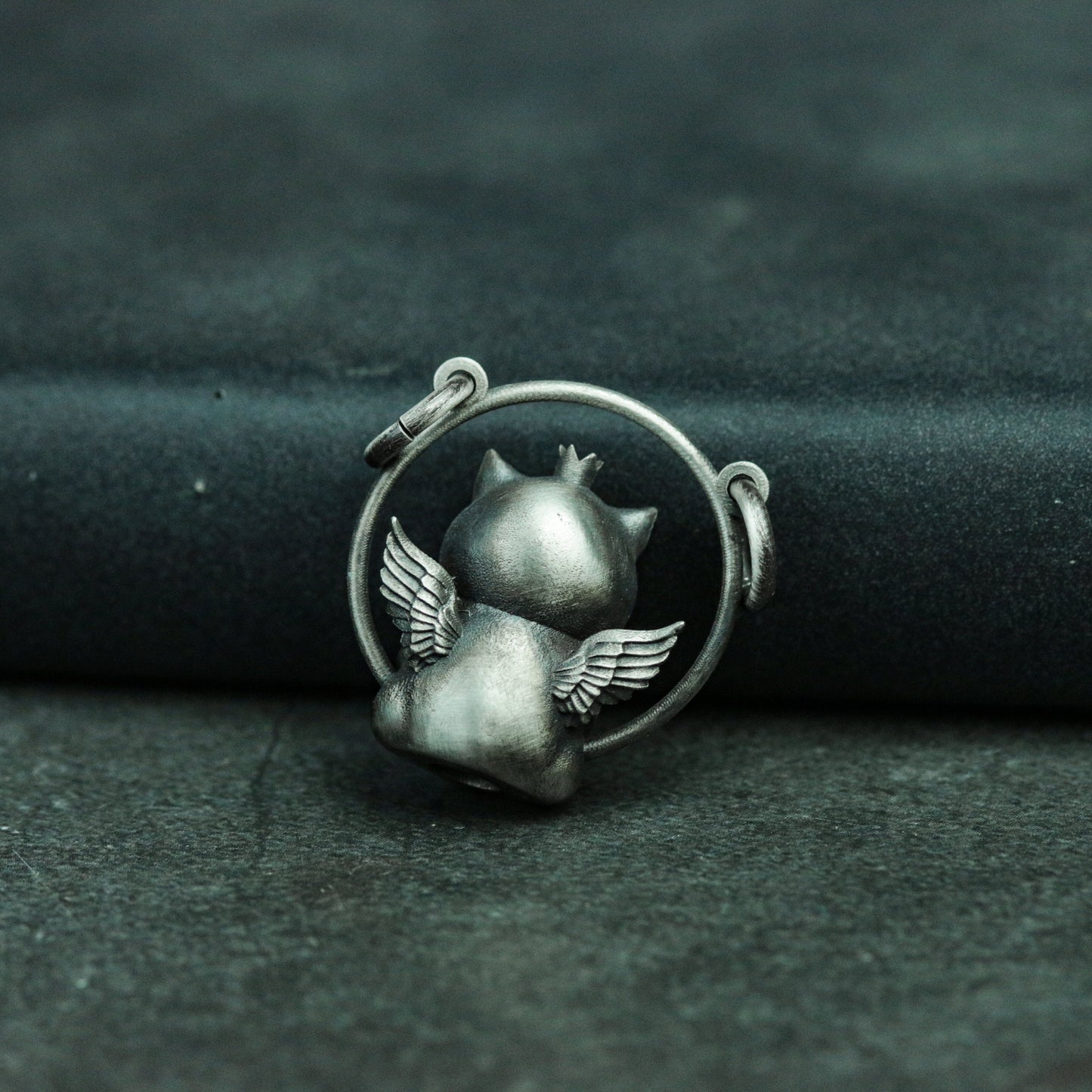 Little Angel Short-Eared Cat Silver Pendant Necklace, Alternative Angel Devil Pendant, God's Cat