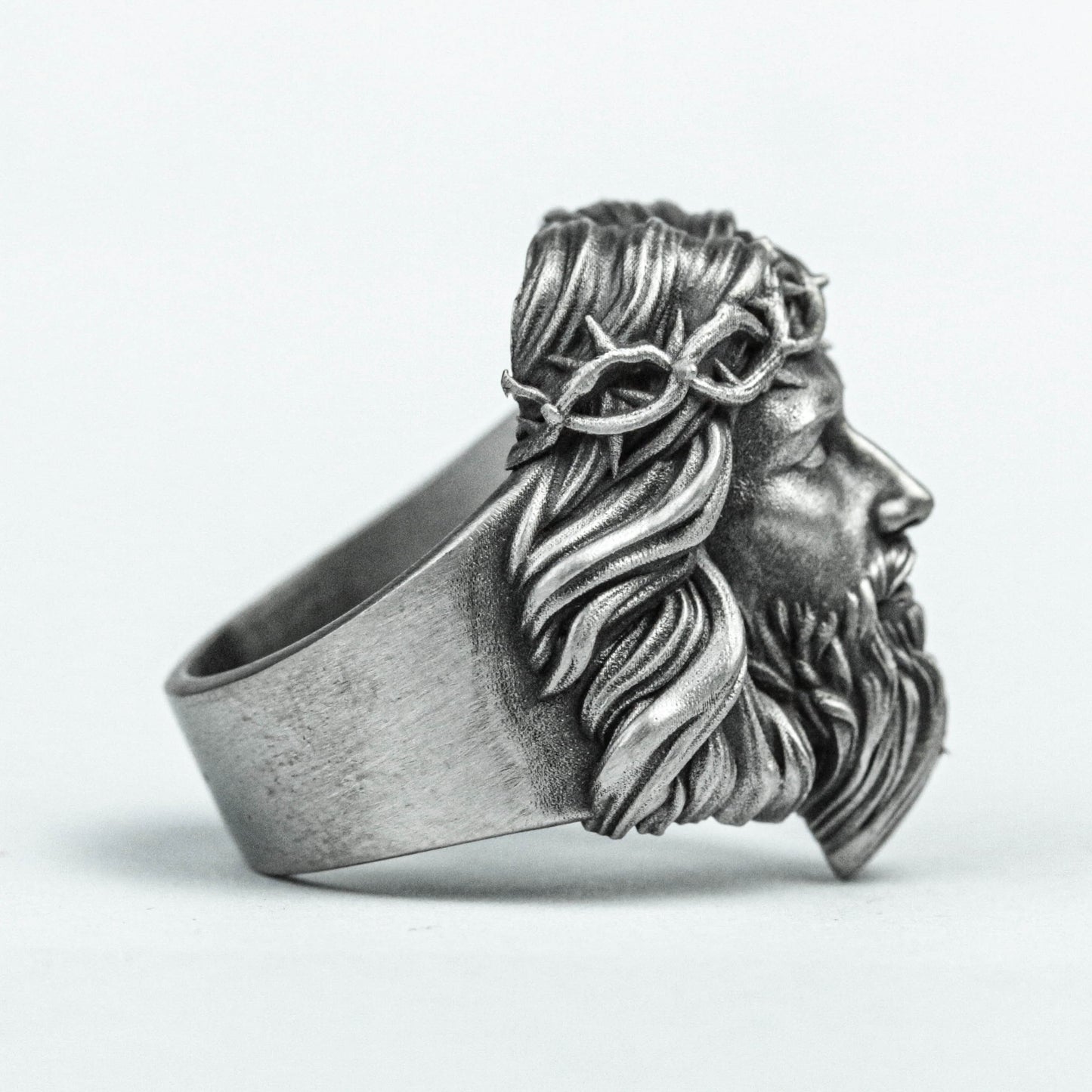 Christ Jesus 925 Sterling Silver Ring, Beard Ring, Faith Silver Jewelry, Adjustable Size Brass Ring, European and American Style