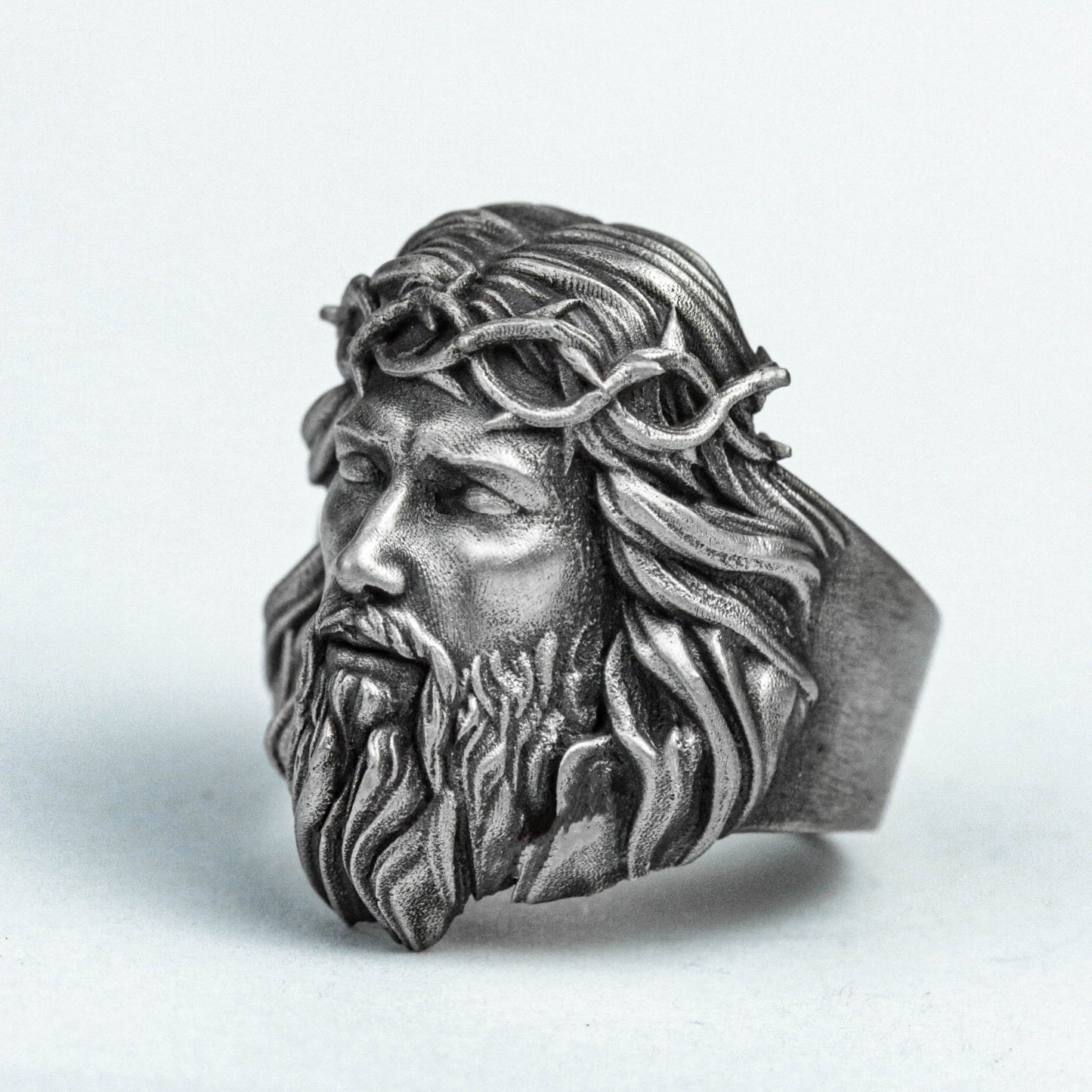 Christ Jesus 925 Sterling Silver Ring, Beard Ring, Faith Silver Jewelry, Adjustable Size Brass Ring, European and American Style