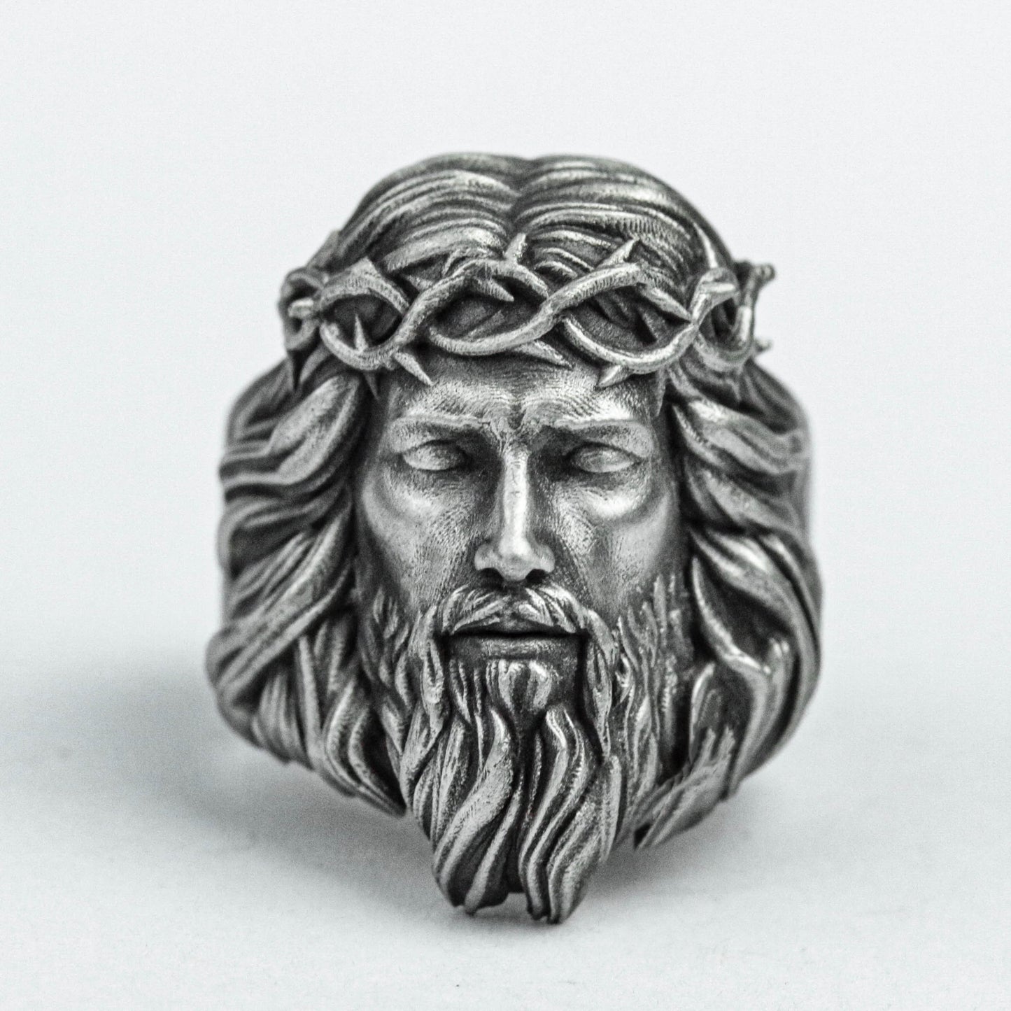 Christ Jesus 925 Sterling Silver Ring, Beard Ring, Faith Silver Jewelry, Adjustable Size Brass Ring, European and American Style