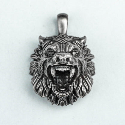 925 sterling silver bear pendant, violent bear brass pendant, animal pendant, silver jewelry for men, handmade custom jewelry