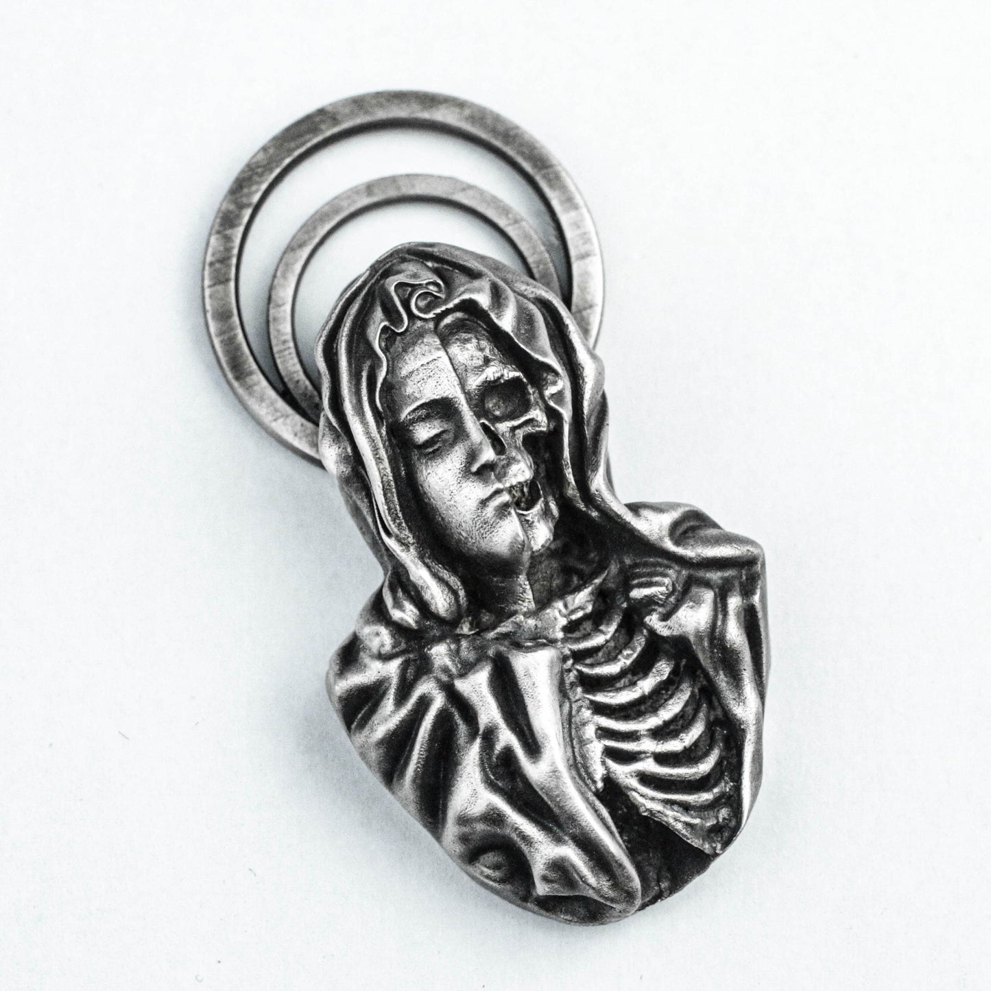 Virgin Mary 925 Sterling Silver, Angel Jewelry, Devil Skull Necklace, Christian Pendant, Brass Pendant, Auspicious Pendant