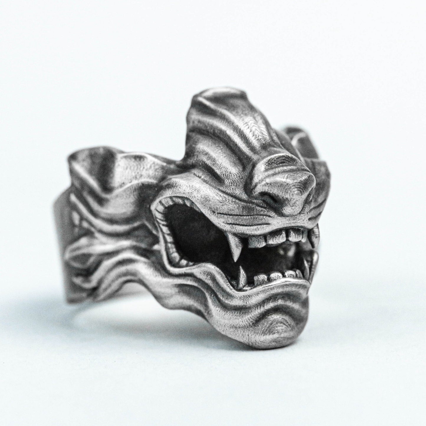 Tiger head ring, mask gift, zodiac tiger silver jewelry, birth year ring 925 sterling silver ring, auspicious and safe handmade custom