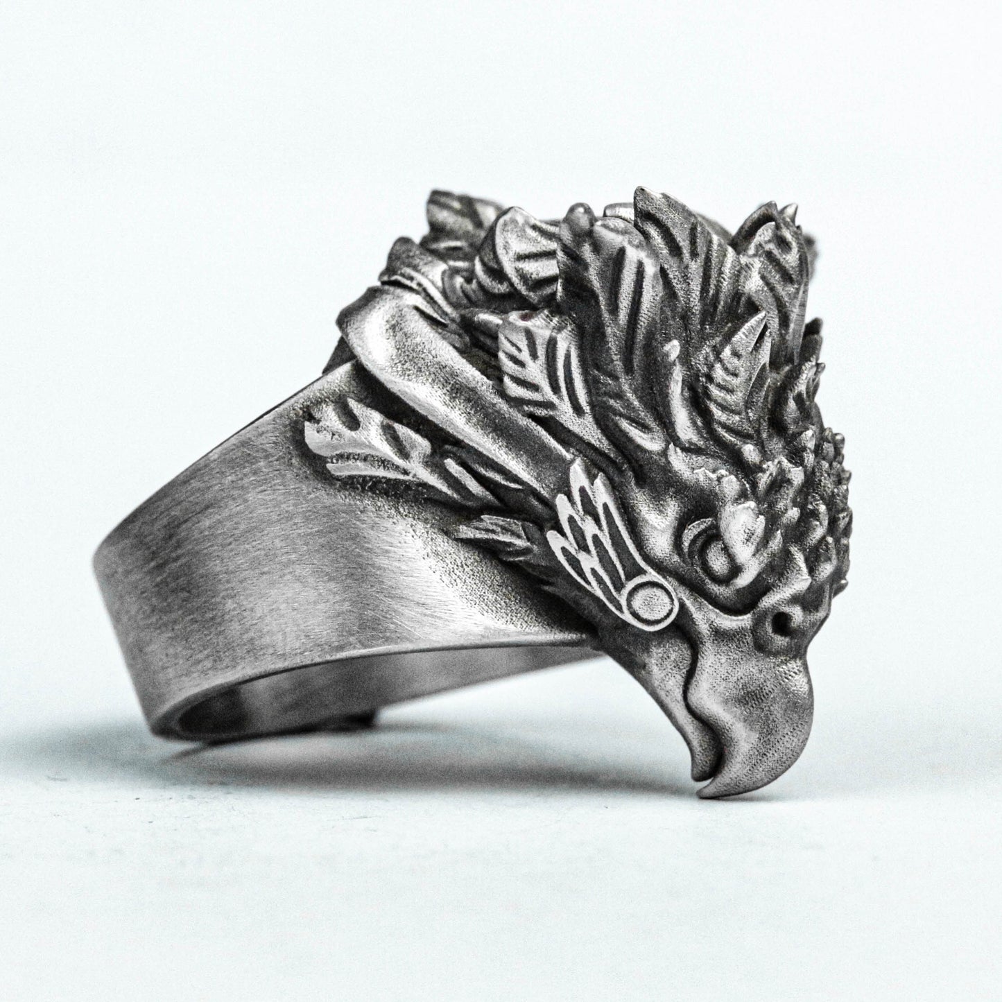 Hand Carved Jewelry, 925 Silver Divine Beast Silver Jewelry, Gryffindor Beast Ring, Gryphon Silver Ring, Eagle Brass Ring, Condor Charm