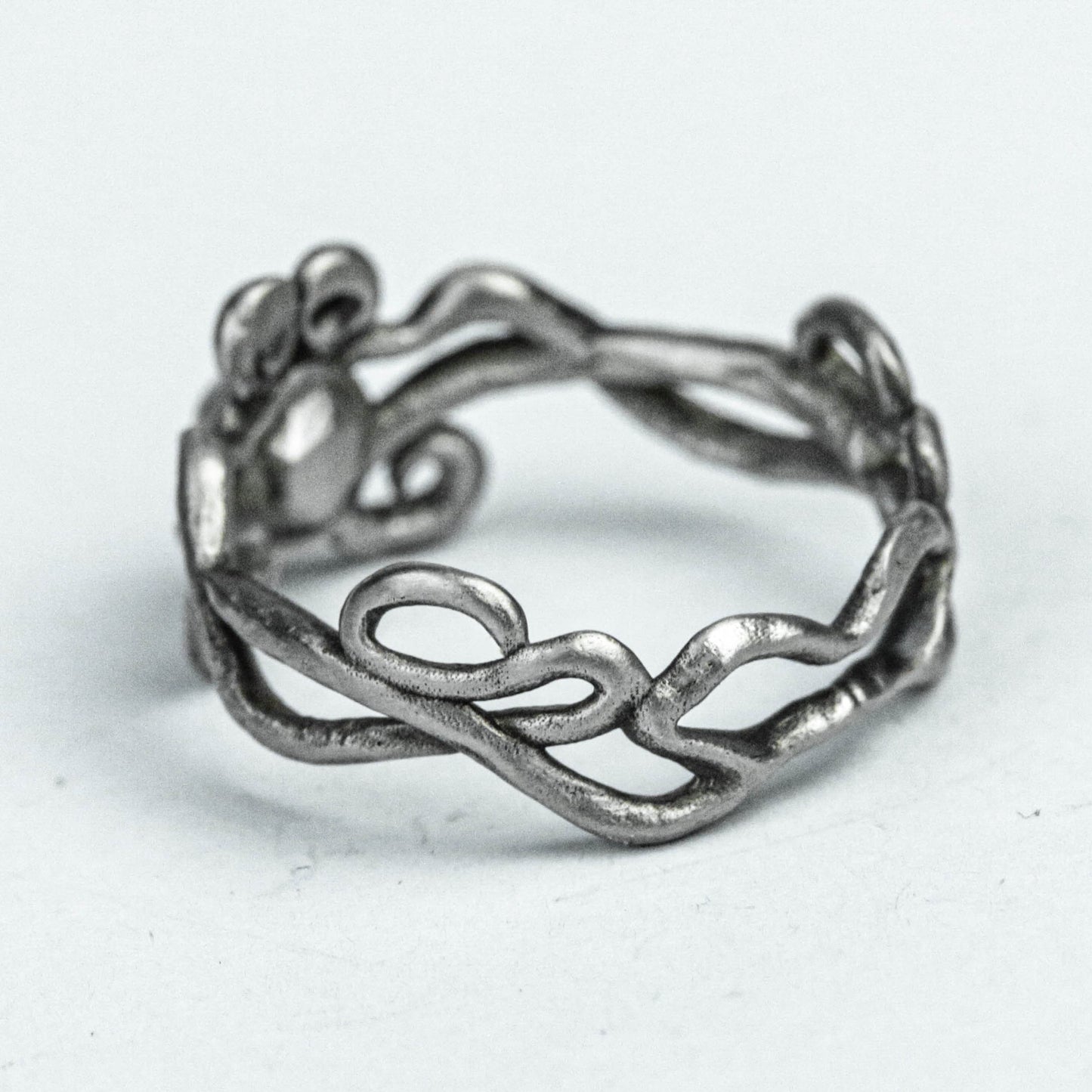 Original Ring, Skull Silver Ring, Vine Brass Ring, Hoop Charm Ring, Twig 925 Sterling Silver Ring, Totem Cutout Design