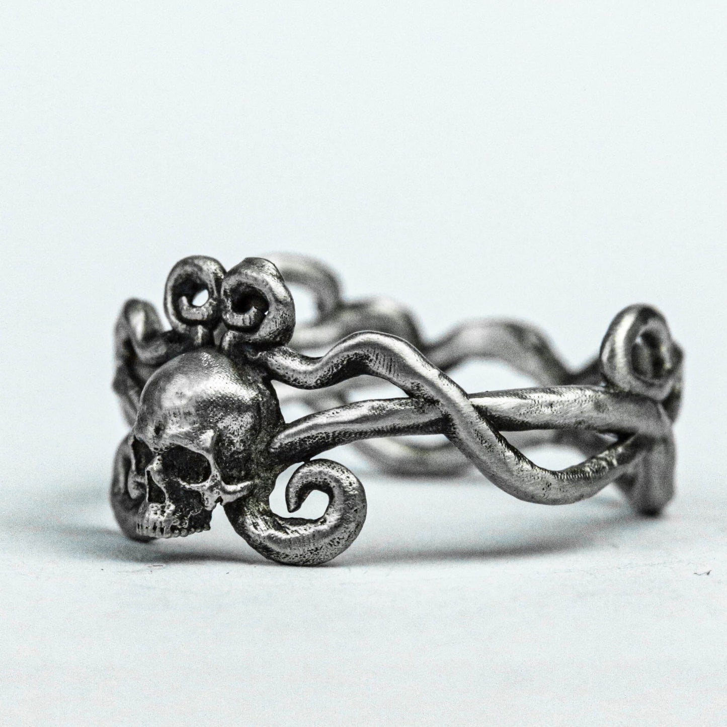 Original Ring, Skull Silver Ring, Vine Brass Ring, Hoop Charm Ring, Twig 925 Sterling Silver Ring, Totem Cutout Design