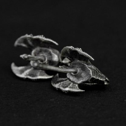925 sterling silver triceratops earrings, horned dragon silver earrings, dinosaur handmade silver earrings, animal gifts - men's earring
