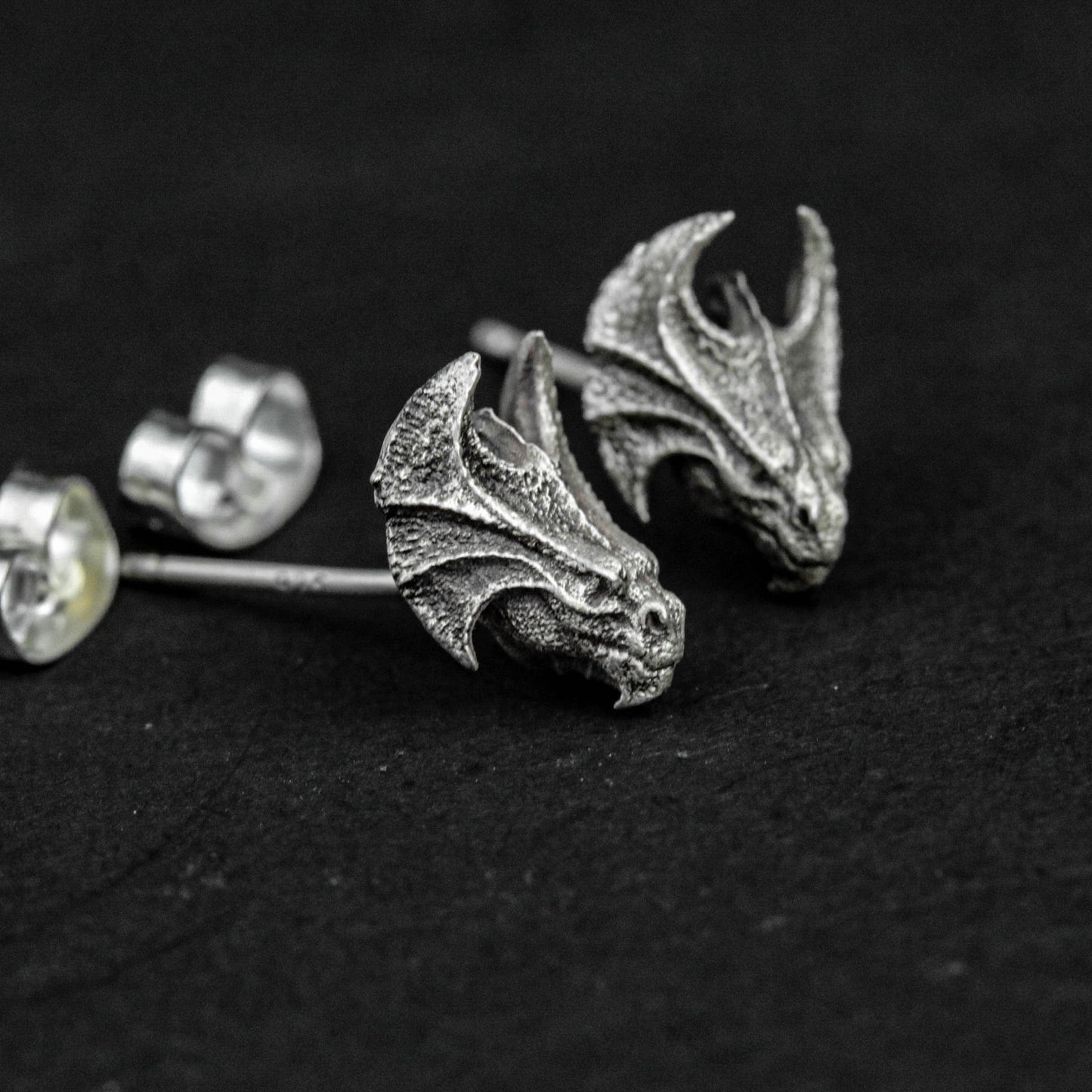 925 sterling silver triceratops earrings, horned dragon silver earrings, dinosaur handmade silver earrings, animal gifts - men's earring