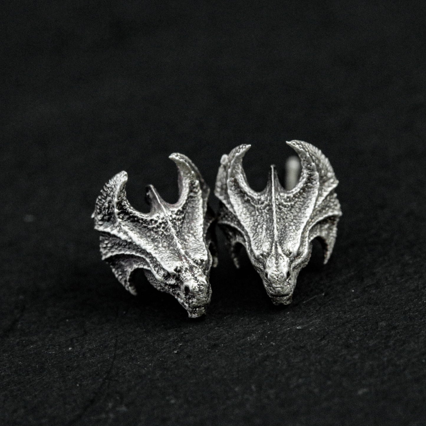 925 sterling silver triceratops earrings, horned dragon silver earrings, dinosaur handmade silver earrings, animal gifts - men's earring