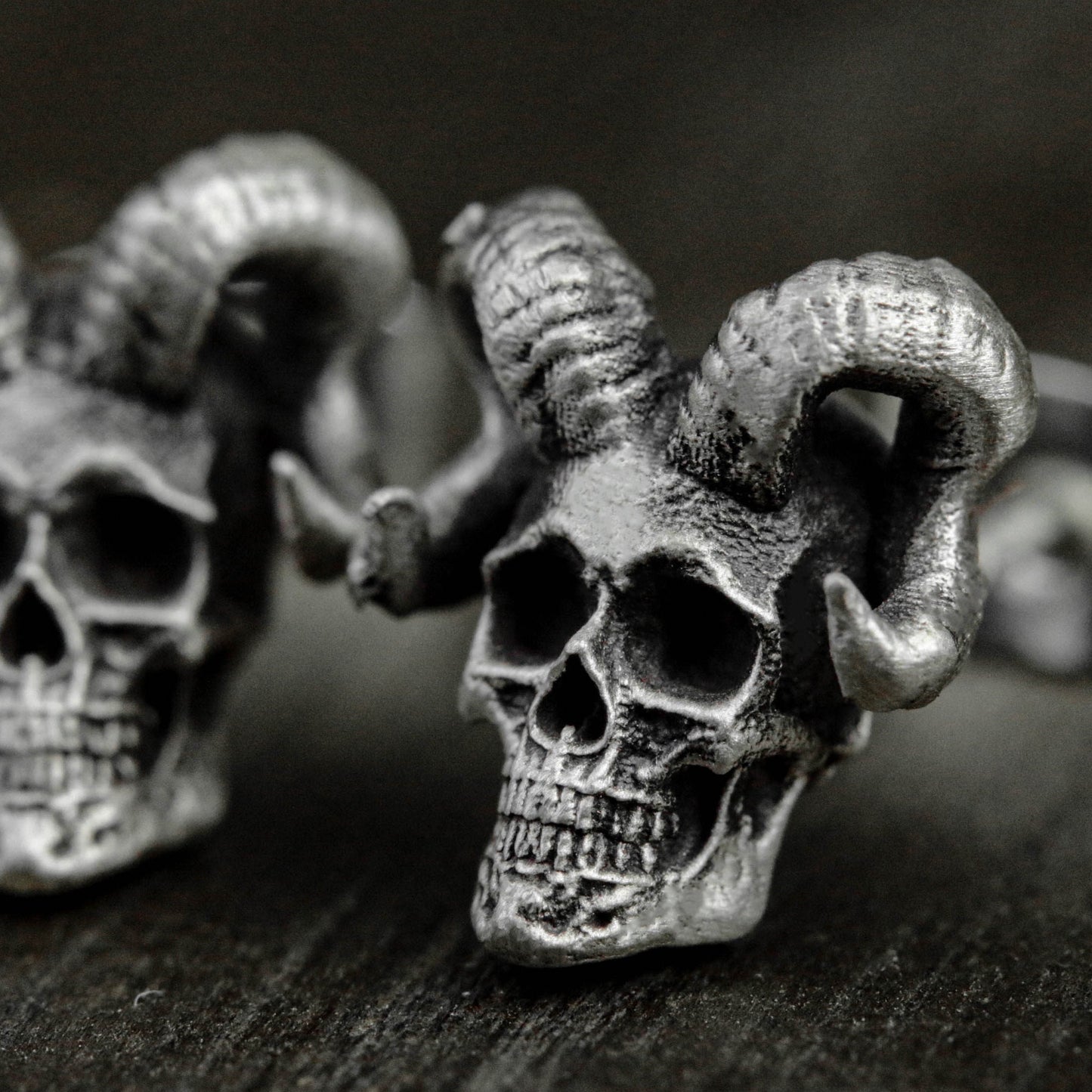 Satan sheep skull 925 silver earrings, Satan sheep skull silver jewelry, gothic ram gift, men's earrings - handmade