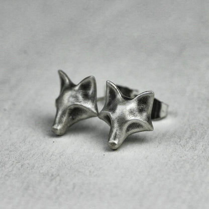 Fox 925 Silver Earrings, Animal Silver Earrings, Simple Stud Earrings Charm-Handmade