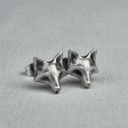 Fox 925 Silver Earrings, Animal Silver Earrings, Simple Stud Earrings Charm-Handmade