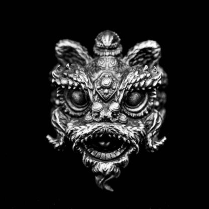 Chinese style silver jewelry Lion Tang lion Southern lion Mythical beast Ring Animal jewelry Auspicious objects King power accessories