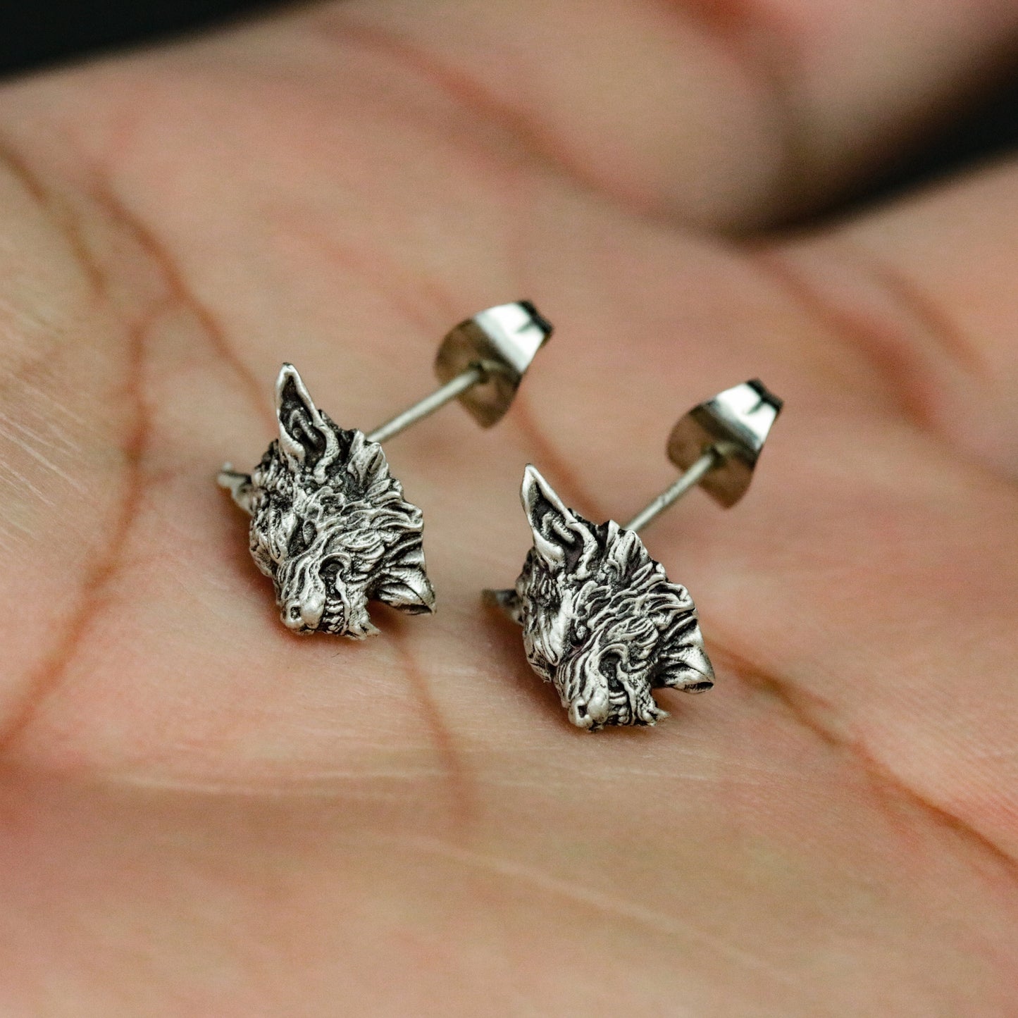 Bad Wolf 925 Silver Earrings, Wolf King Animal Jewelry, Silver Wolf Earrings, Gift Jewelry - Handmade