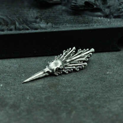 Dark Mystique 925 Silver Raven Skull Necklace - Totem Pendant Collection