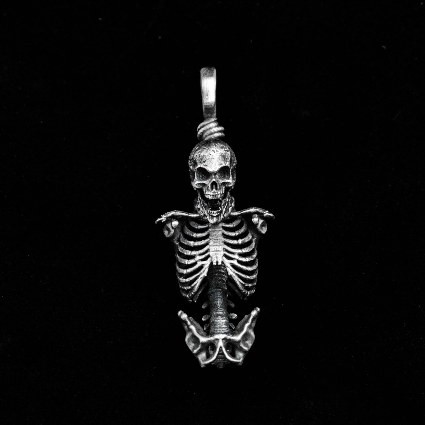 Roaring Skull 925 Sterling Silver Pendant, Bone Brass Pendant, Dark Skull Necklace, Dead Soul Accessories, Soul Custom Made