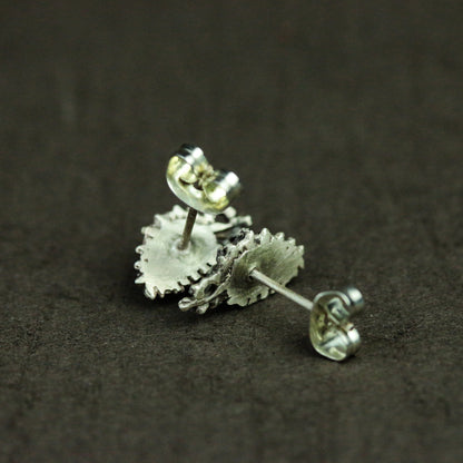 Skull Heart Sterling Silver Stud Earrings, Anatomical Jewelry, Heart Silver Jewelry, Human Organ Jewelry - Handmade