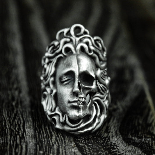 Medusa Gothic Sterling Silver Ring-Skull Ring-Medusa Ring-Gothic Ring-Greek Mythology Ring