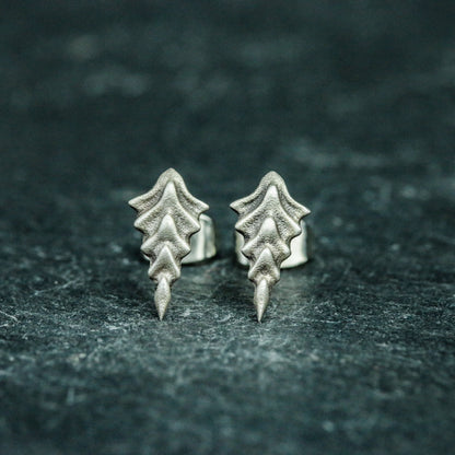 Scale Simple 925 Silver Earrings, Gothic Simple Earrings, Dragon Scale Gift - Handmade