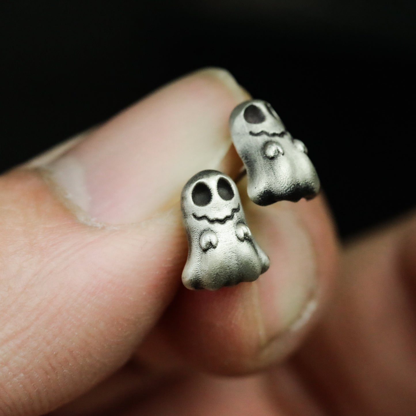 Ghost 925 Silver Earrings Weird Undead Silver Earrings, Gothic Necro, Hip Hop Earrings - Handmade Gifts