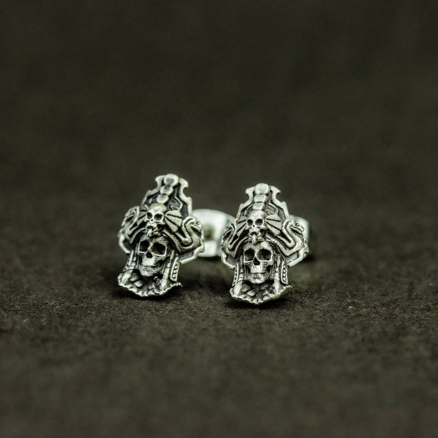 Pharaoh Skull 925 Silver Earrings, Ancient Egypt Handmade Silver Jewelry, Pyramid Pharaoh Silver Earrings - Handmade