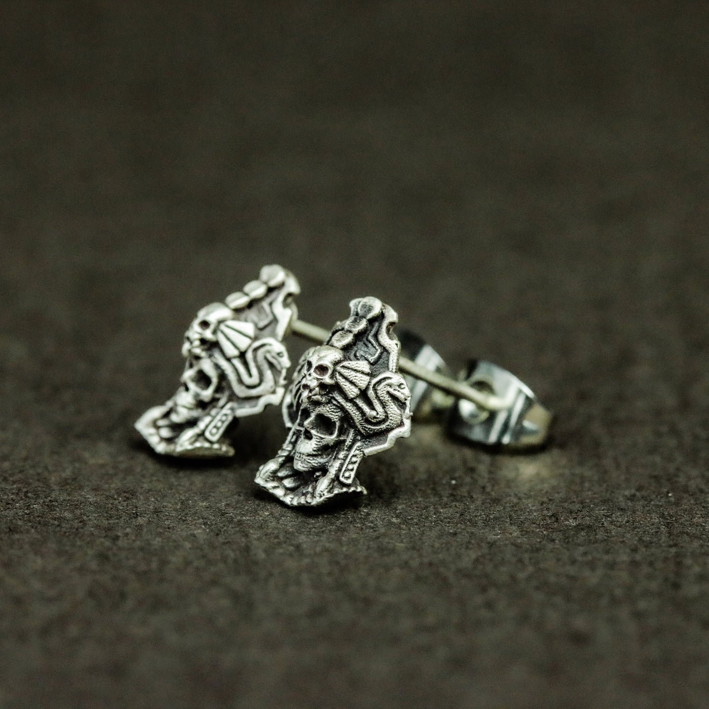 Pharaoh Skull 925 Silver Earrings, Ancient Egypt Handmade Silver Jewelry, Pyramid Pharaoh Silver Earrings - Handmade