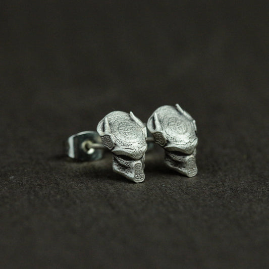 Invaders 925 Silver Earrings, Alien Mask Silver Earrings, Alien Warrior Decorative Gift Earrings - Handmade