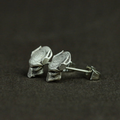 Invaders 925 Silver Earrings, Alien Mask Silver Earrings, Alien Warrior Decorative Gift Earrings - Handmade