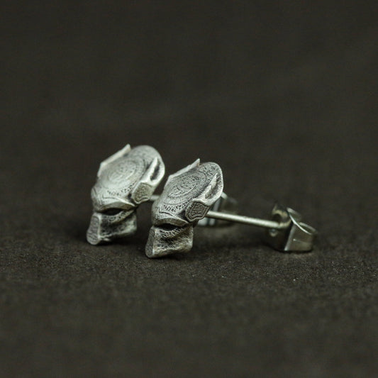 Invaders 925 Silver Earrings, Alien Mask Silver Earrings, Alien Warrior Decorative Gift Earrings - Handmade