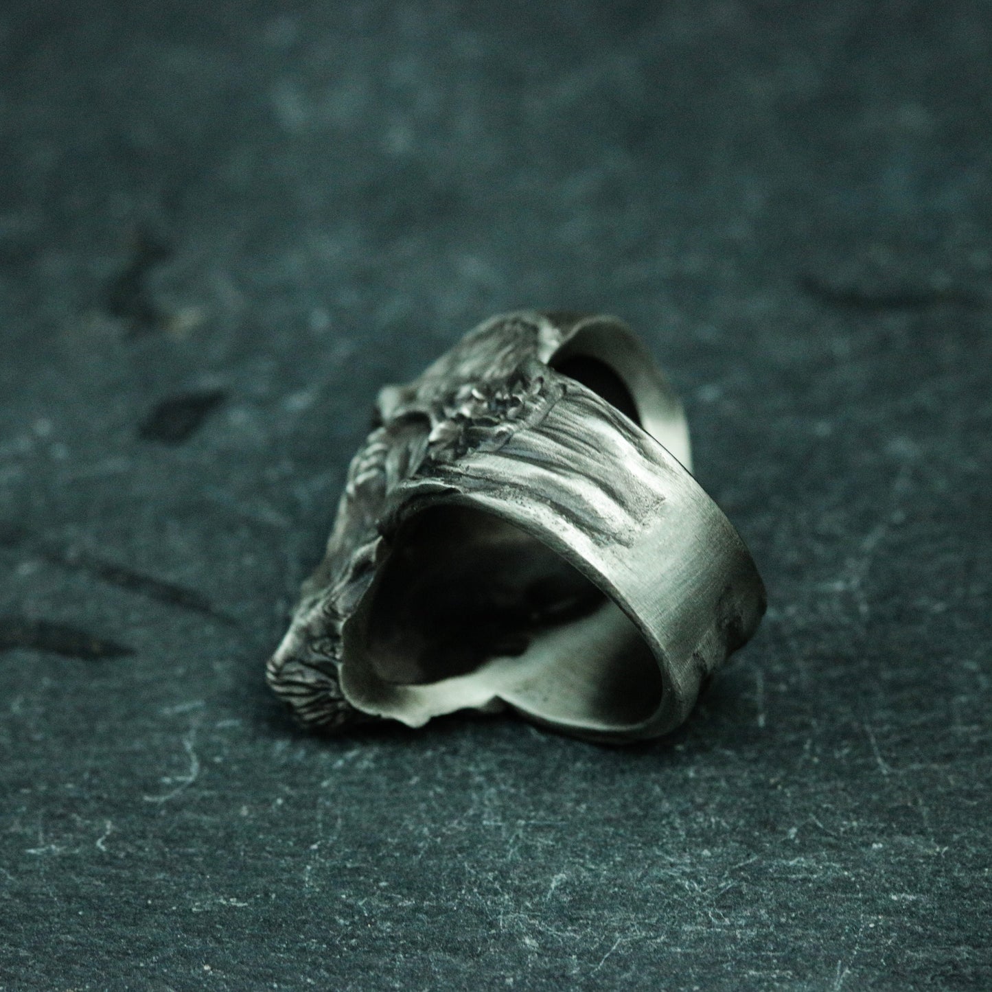 Human muscle specimen skull silver ring - scary human head ring, laboratory human tissue silver ring, muscle lovers