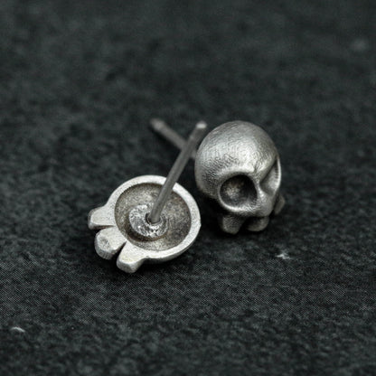 Phantom Jester Skull Studs - Gothic Sterling Silver Men's Earrings