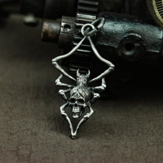 Reaper spider silver pendant necklace, skull spider personalized silver jewelry, hell spider, special spider gifts for lovers