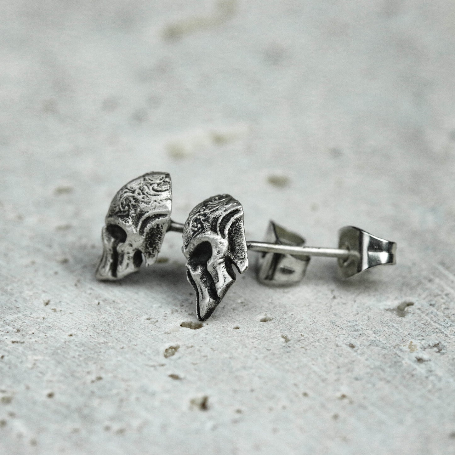 spartan warrior 925 silver earrings, spartan mask silver earrings, warrior mask jewelry, gift for him - handmade