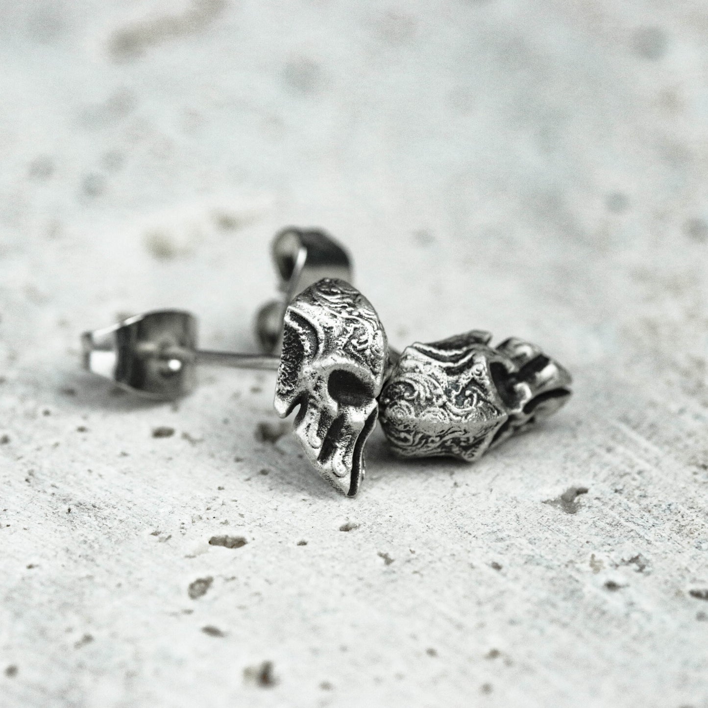 spartan warrior 925 silver earrings, spartan mask silver earrings, warrior mask jewelry, gift for him - handmade