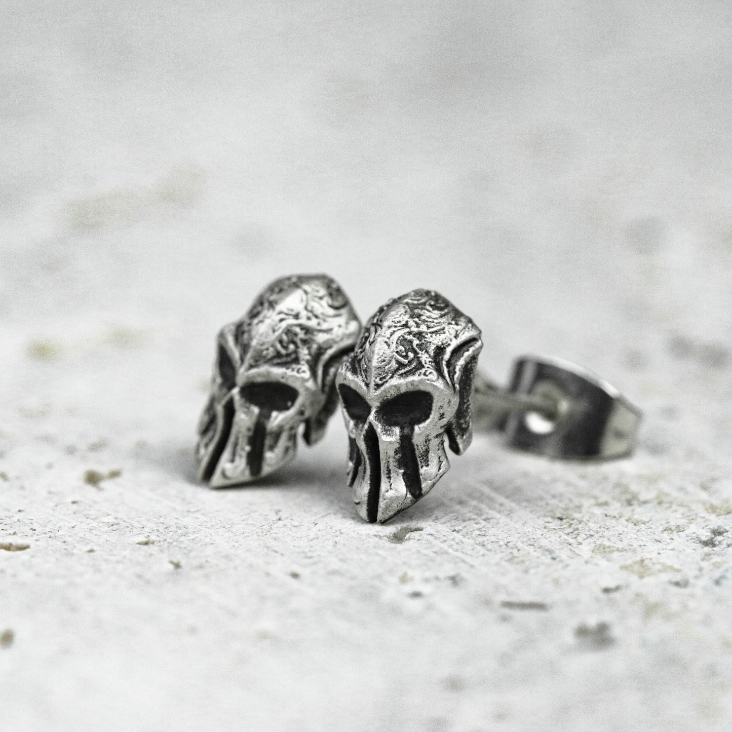 spartan warrior 925 silver earrings, spartan mask silver earrings, warrior mask jewelry, gift for him - handmade