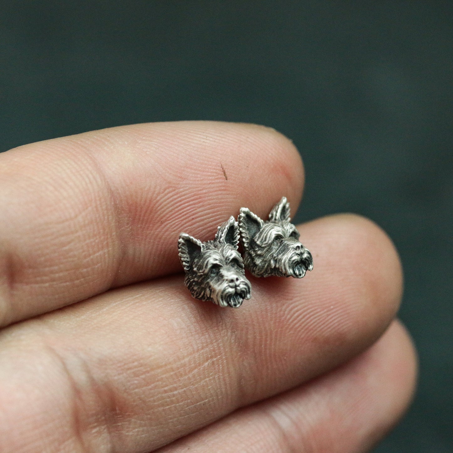 Schnauzer 925 silver earrings, silver dog earrings gifts, pet dog earrings - handmade jewelry