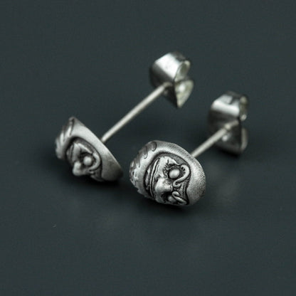 DARUMA Dharma 925 silver earrings, Japanese Dharma eggs, totem silver earrings, personalized silver jewelry-handmade gifts