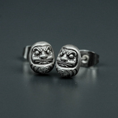 DARUMA Dharma 925 silver earrings, Japanese Dharma eggs, totem silver earrings, personalized silver jewelry-handmade gifts