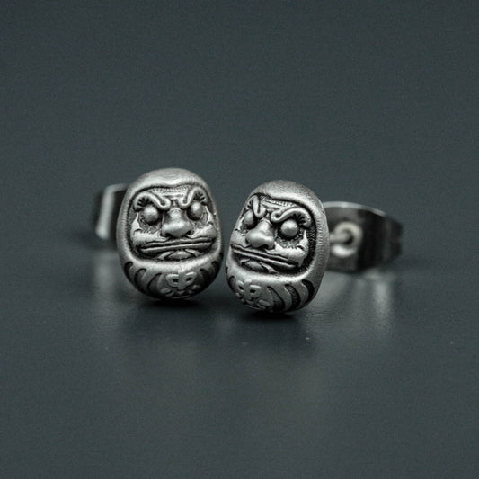 DARUMA Dharma 925 silver earrings, Japanese Dharma eggs, totem silver earrings, personalized silver jewelry-handmade gifts