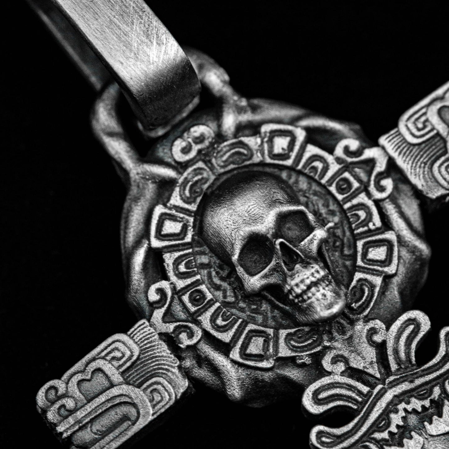 Mayan God's Prophecy Lock Necklace, Key 925 Sterling Silver Pendant, High-end Keychain, Brass Charm, Skull Gothic Vintage Necklace