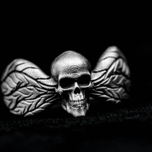 Skull silver ring, couple ring, brass tail ring, flying wings pendant, small ring, finely carved silver ring, simple fashion jewelry