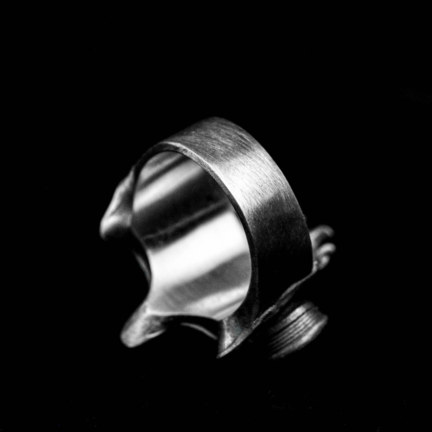 Gas biochemical mask ring, engraved silver ring, simple fashion jewelry, opening can be adjusted, bearded 925 sterling silver ring,