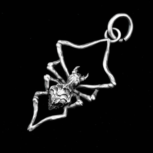 925 Sterling Silver Spider Pendant, Brass Animal Pendant, Small Animal Pendant, Plain Silver Pendant, Couple Pendant