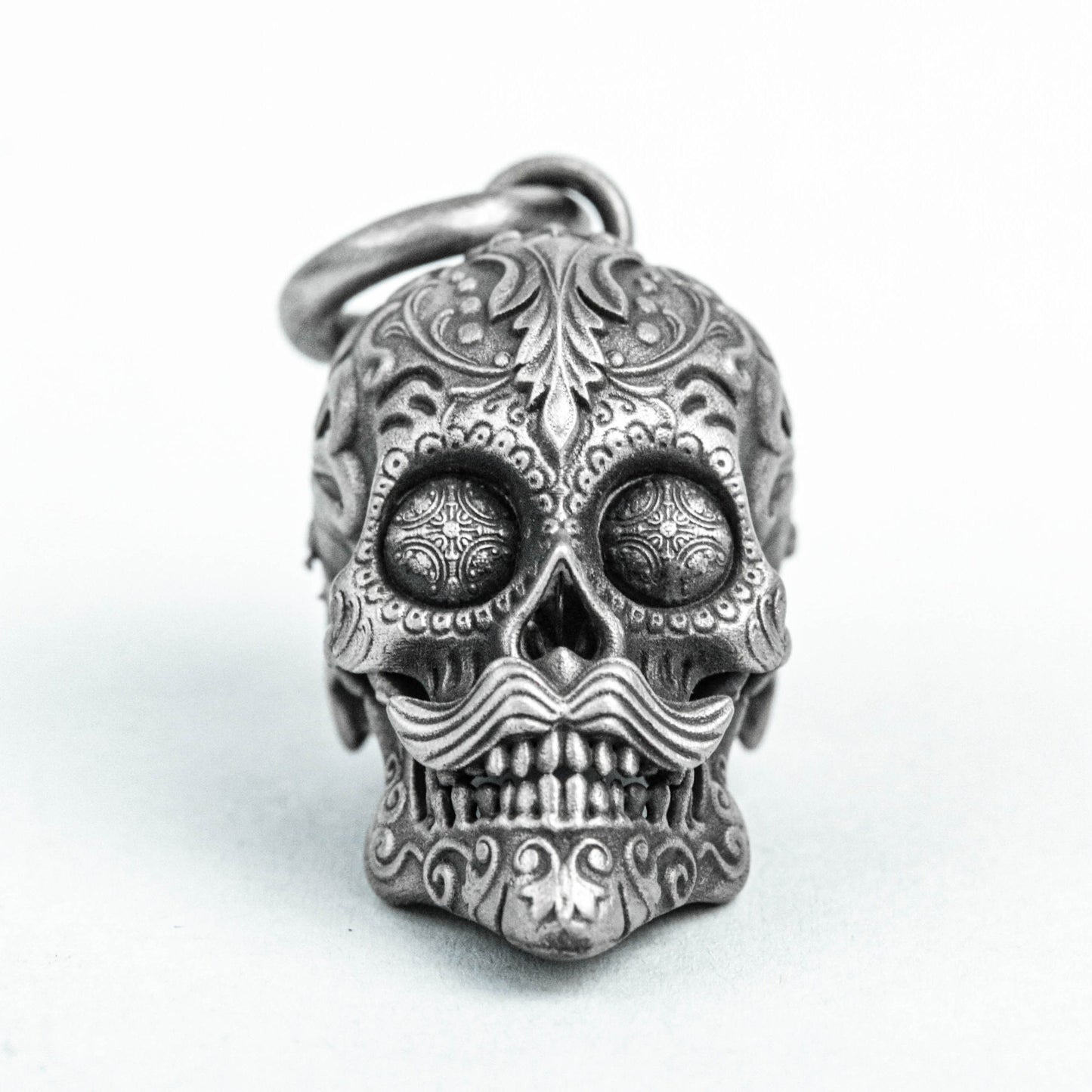 Skull 925 Sterling Silver Pendant, Brass Skull Necklace, Ingenious Handmade Custom Pattern Skull Mexican Gangster Pendant.