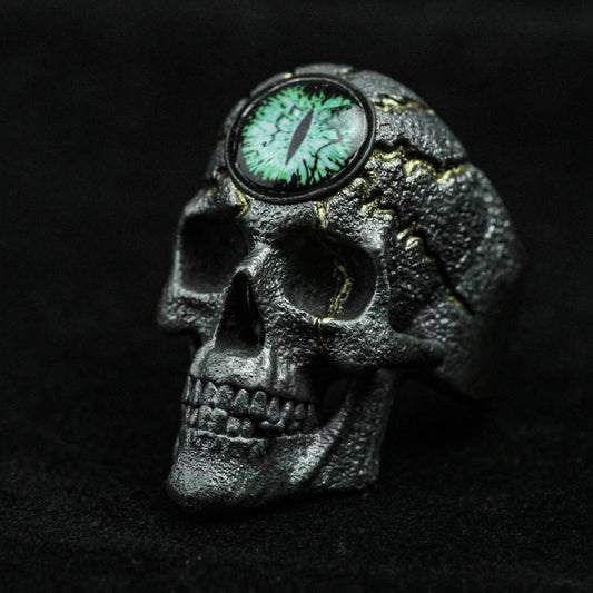 Inlaid Skull Ring, Skull Silver Ring, 925 Sterling Silver Heavy Ring, Filled Brass Ring, Vintage Ring, Gothic Jewelry, Adjustable Ring,