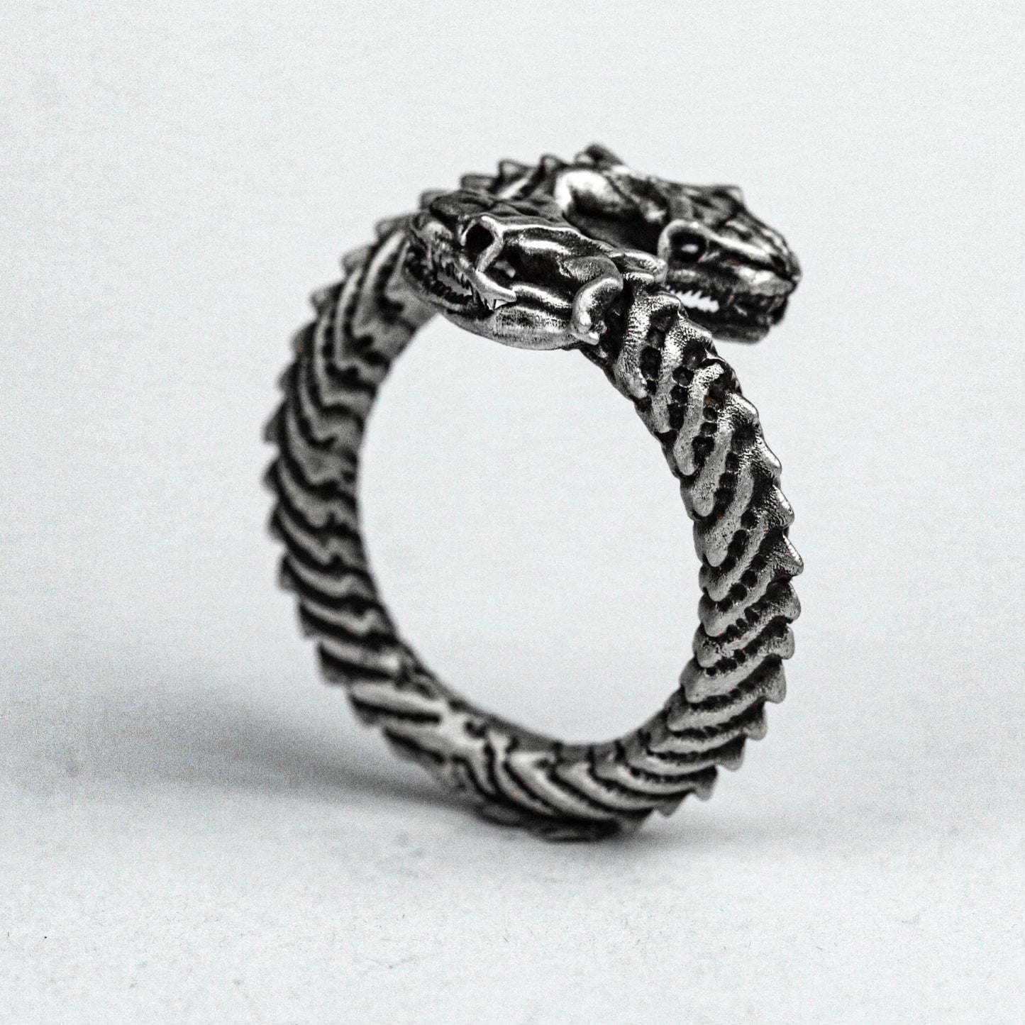 Double Headed Snake 925 Sterling Silver Ring, Open Ring Ring, Spine Brass Ring, Textured Open Ring, Adjustable Jewelry, Cutout Silver