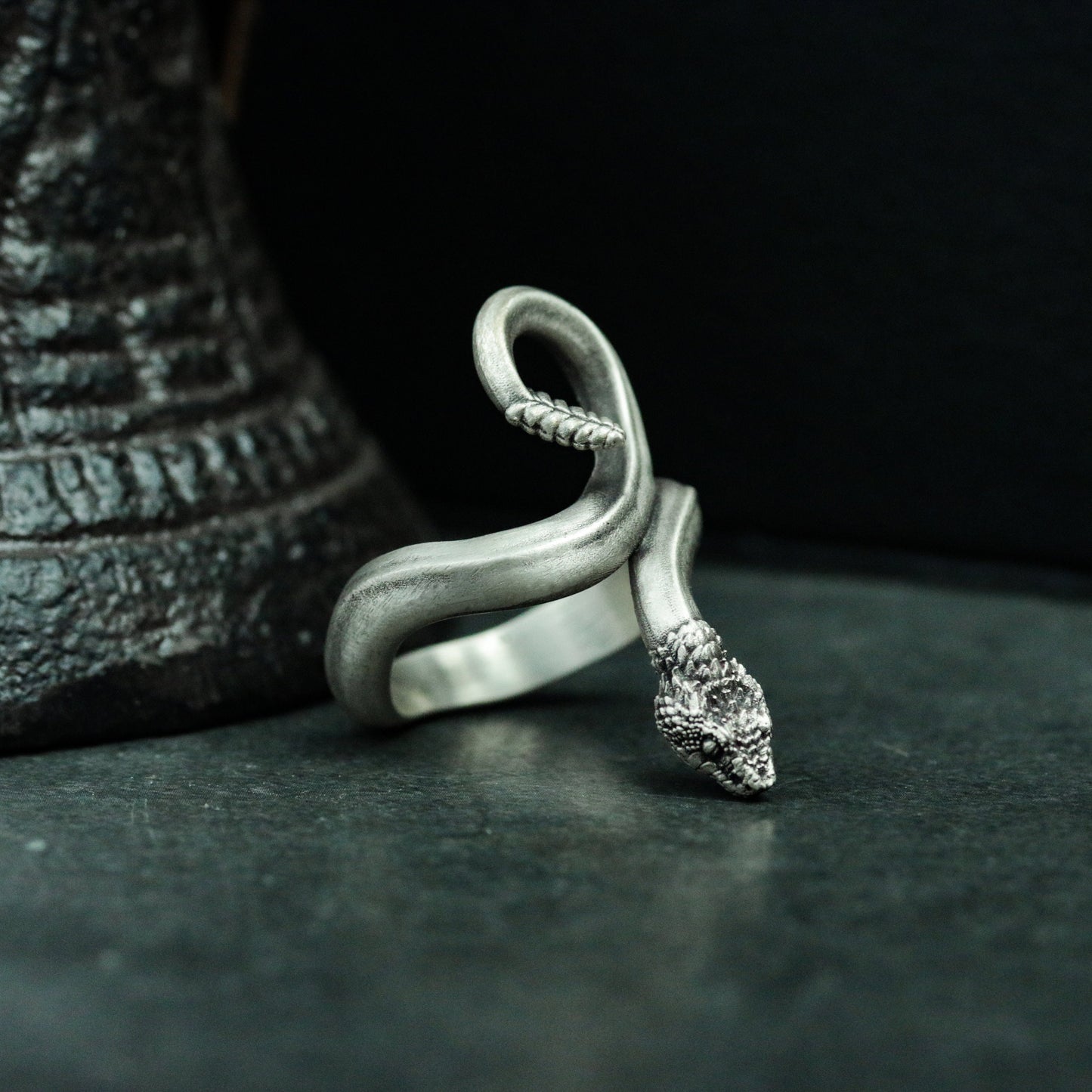 Rattlesnake 925 silver ring, personalized animal viper silver jewelry, silver snake ring, gift for him - handmade gifts