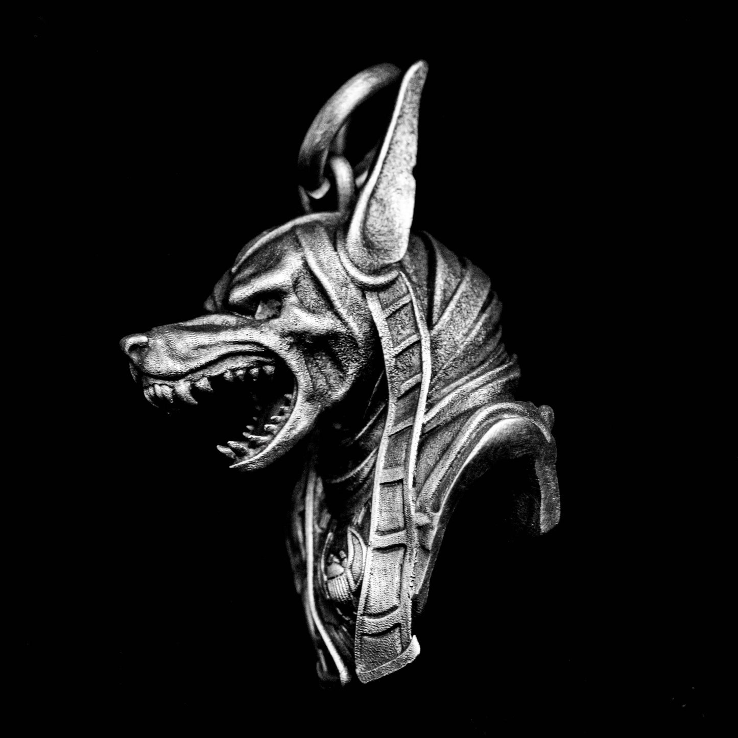 Anubis silver pendant, dark silver jewelry, wanderer pendant, Egyptian symbol brass pendant, wolf head necklace, death pharaoh ornament.