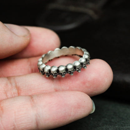 Gothic skull 925 silver ring, personalized skull silver ring, undead skull ring, gift for him - handmade
